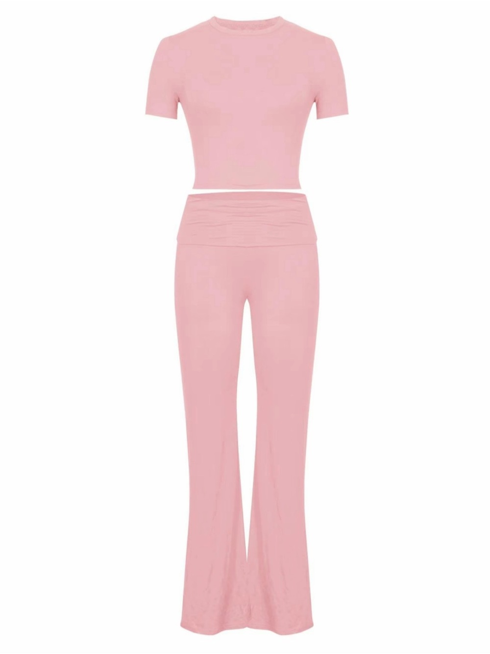 NEW Skims Style Pink Two-Piece Short Sleeve Top & Pants Set Size XS